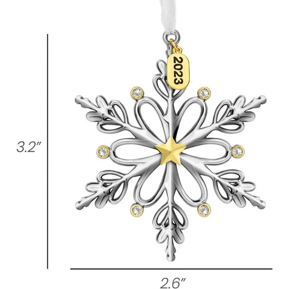 2023 Christmas Metallic Snowflake Home Decoration Tree Hanging Pendant - Picture 4 of 7